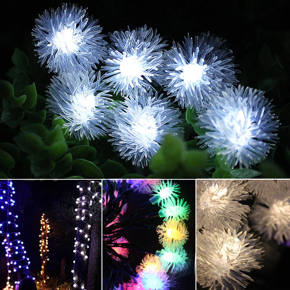 Waterproof Solar Garland 5m 50 LED Garden Lights Dandelion String Light Outdoor Party Christmas Fairy Path Patio Lawn Lamp Decor