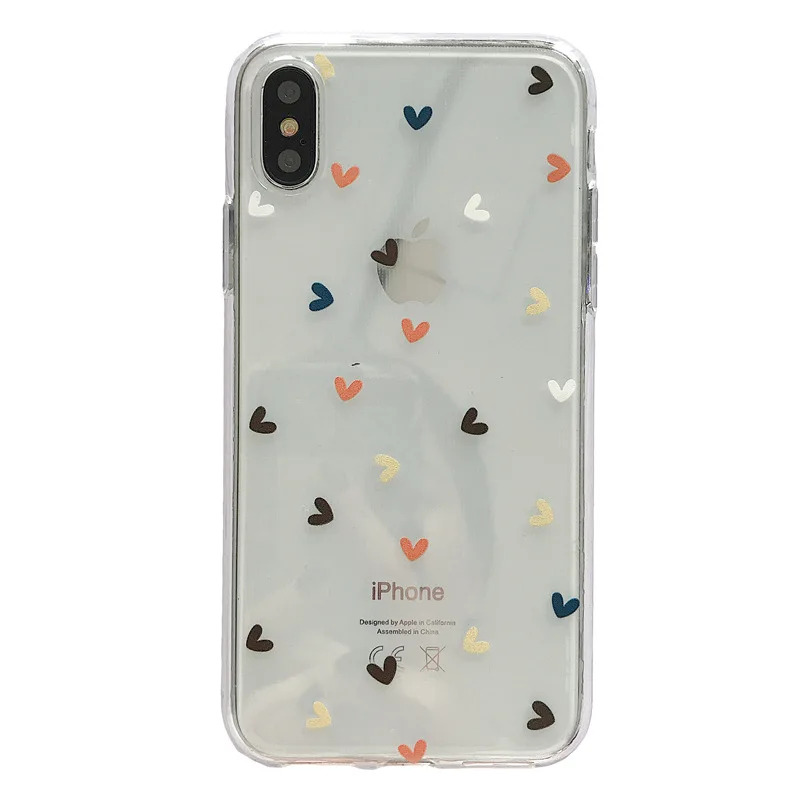 

Simple Flower Heart case for iphone 6 SPlus Xs MAX/XR Phone Case for IPhone8/7plus Full Transparent Case