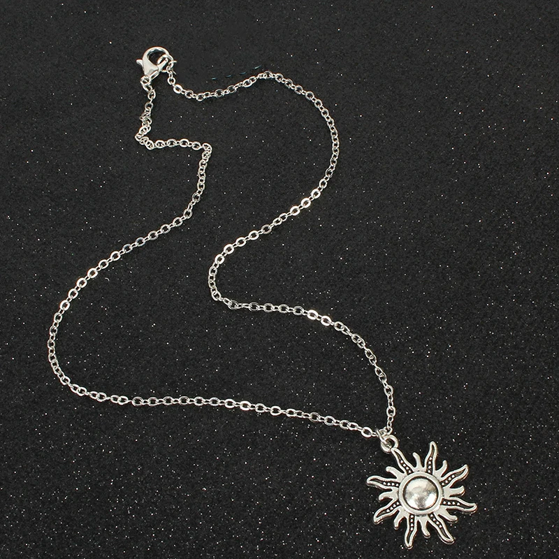 Simple Necklace for Women Men gift Vintage Alloy Sun Pendant Long Cross Chain Necklaces Minimalist Jewelry Wholesale New hot