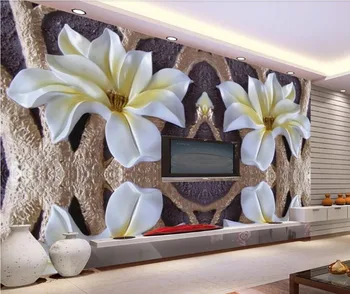 

CJSIR Custom Wallpaper European Embossed Magnolia Tree Branch TV Background Walls Mural Home Decoration Mural 3d Wallpaper