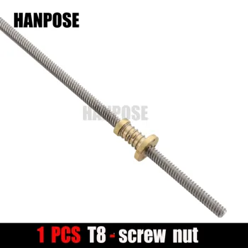

T8 Lead 2/4/8/12/14mm with Brass Nut 3D Printer Trapezoidal Rod Lead Screw Thread 8mm Length100mm200mm300mm