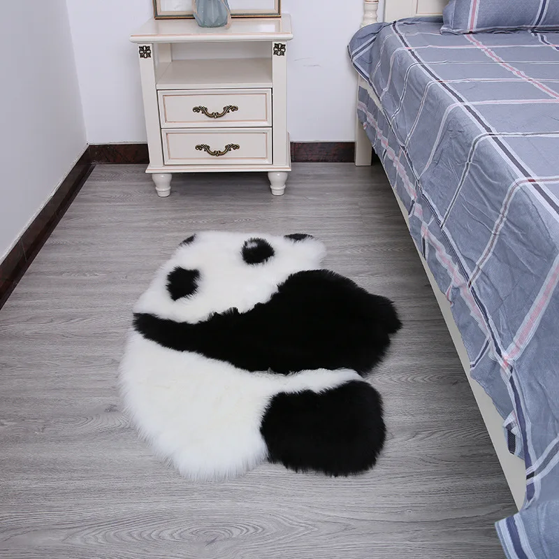 Панда мультфильм коврики с узором длинные волосы плюшевые черные белые ковры для спальни Гостиная милый коала пол подкладка для украшения дома