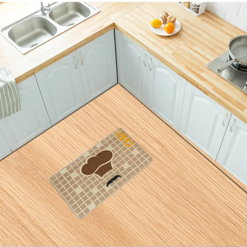 Printing Door Mat Kitchen Rectangle Floor Mats Soft Flannel Standing Mats Non Slip Rugs