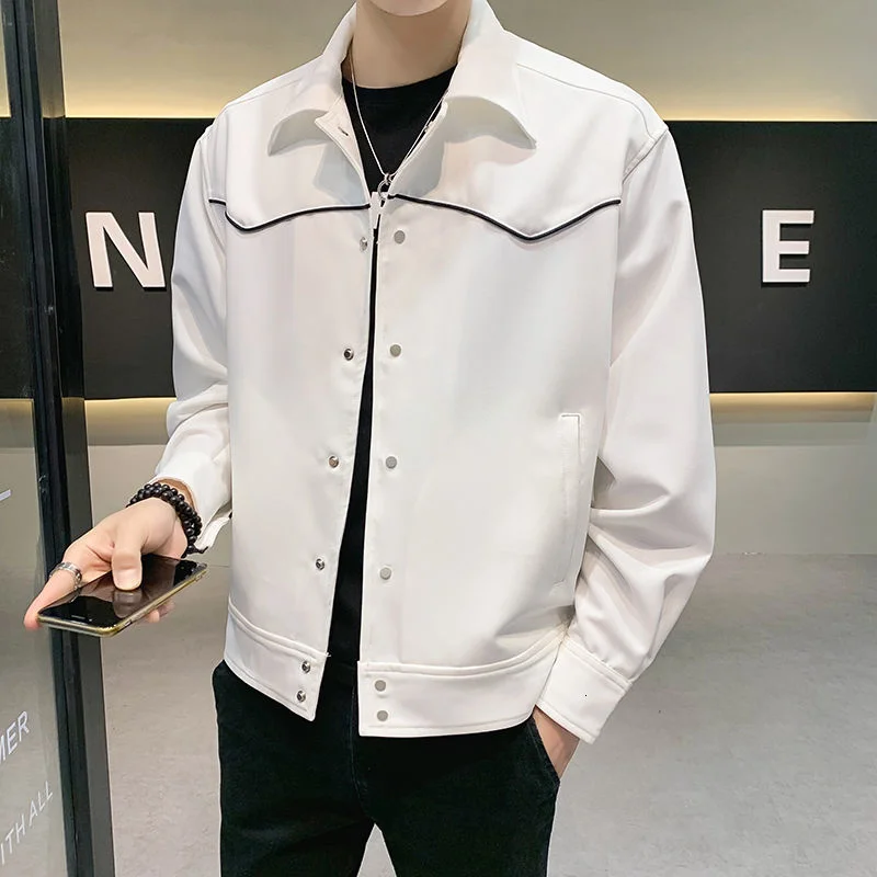 2021 Men's Fall Jacket High Quality Coat Square Collar Solid Color Handsome Streetwear Sport Tidal Current Surprise Price | Мужская