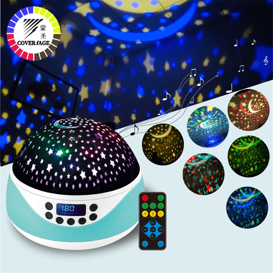 Coversage Rotating Night Light Projector Spin Starry Sky Star Master Remote Children Kids Baby Led USB Lamp Projection