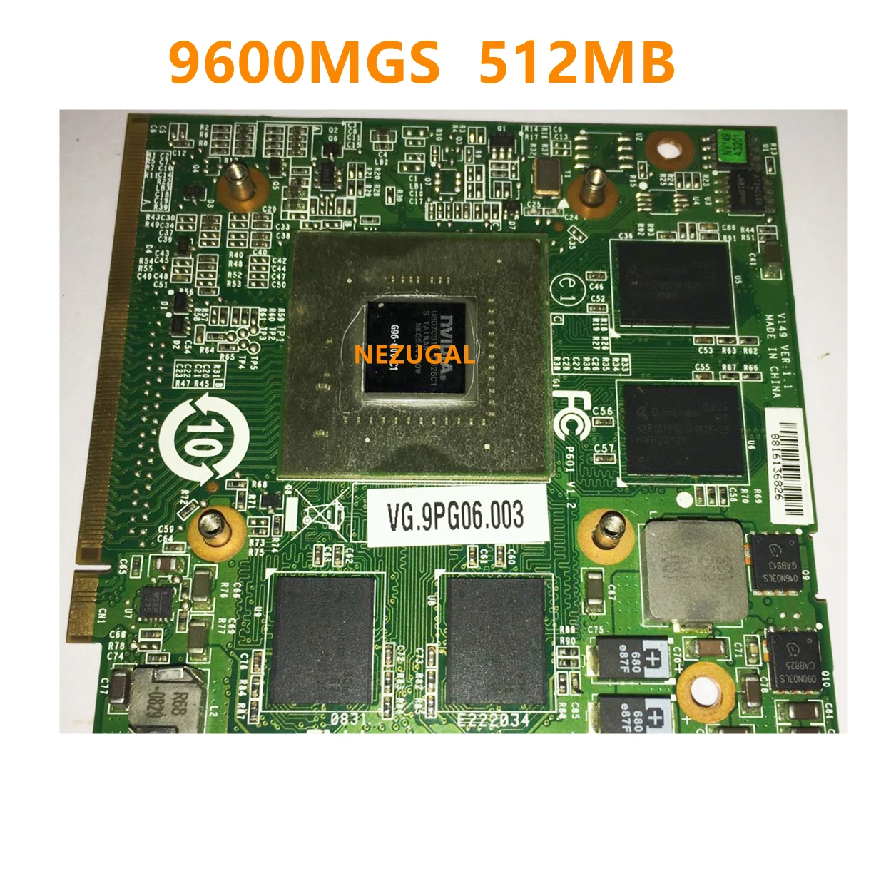 Видеокарта GeForce 9600MGS 9600M GS DDR2 512 Мб MXM II G96-600-C1 для ноутбука Acer Aspire 4720 4920G 4930G 6920G 6930G 6935G 7720G Видеокарта GeForce 9600MGS 9600M GS DDR2 512 Мб MXM II G96-600-C1 для ноутбука Acer Aspire 4720 4920G 4930G 6920G 6930G 6935G 7720G