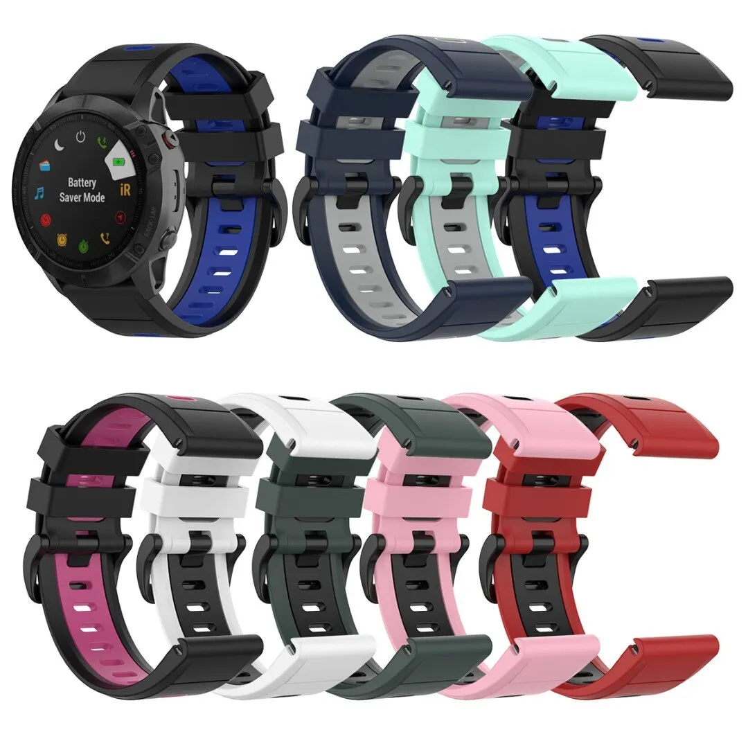 Ремешок сменный силиконовый для наручных часов Garmin Fenix 6X/6 Pro 3HR/5X Plus модный