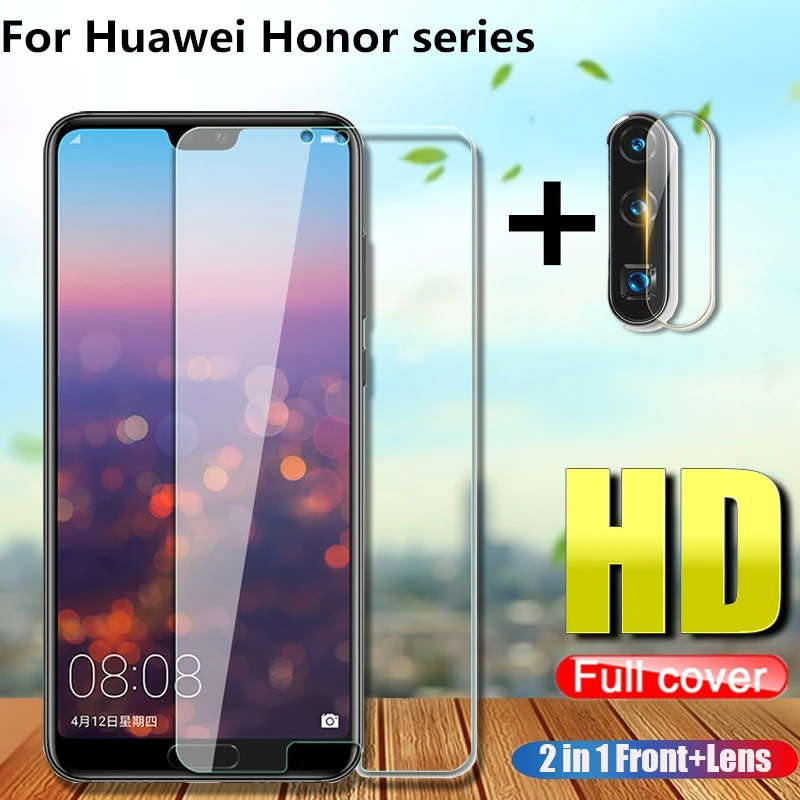 

2 in 1 Full Cover HD Tempered Glass for Huawei P30 P20 Lite honor 8X 9X 9X-Pro honor 10 20 Lite 10i 20i Screen Protector film