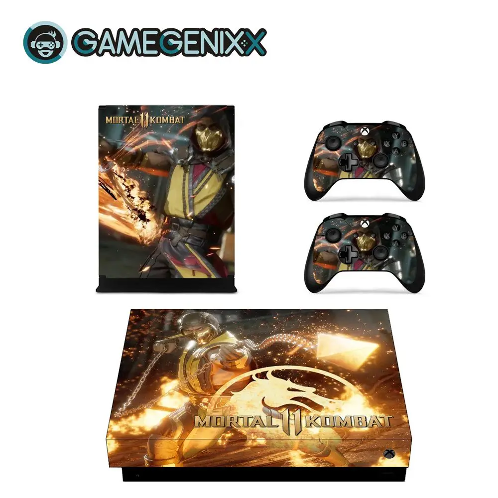 Защитная Наклейка на кожу GAMEGENIXX для консоли Xbox One X и 2 контроллера-mmoral Kombat