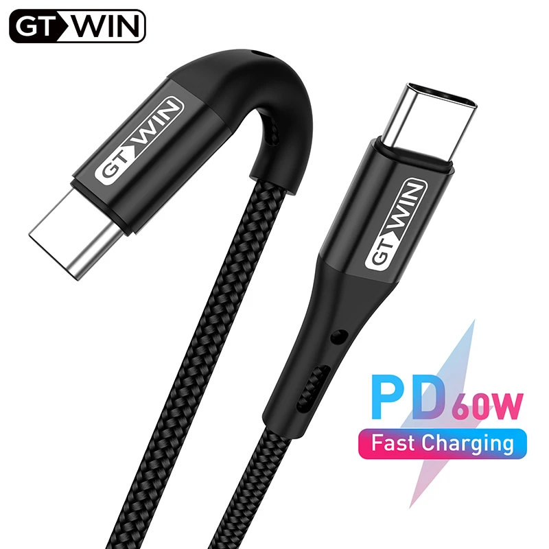 GTWIN 60 Вт USB Type C к кабель для быстрой зарядки PD c передачи данных Samsung Xiaomi Redmi Huawei