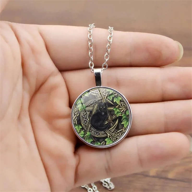 Черный кот стекло кабошоны ожерелье DIY сплав ювелирные изделия Модные аксессуары
