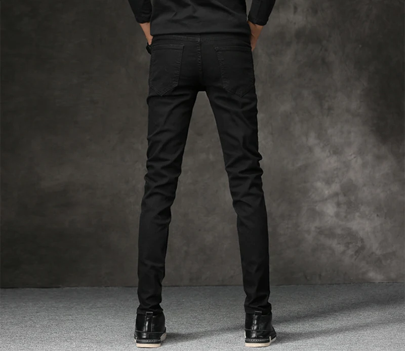 Korean Style Fashion Men Jeans Stretch Black Color Casual Pencil Pants Elastic Tight Trousers Streetwear Narrow Skinny Jeans Men jeans pant