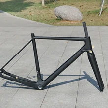 W pełni węglowy UD matowy rower przełajowy rower Cyclocross płaska rama hamulca tarczowego przez oś 142mm BSA + widelec 12mm * 100m