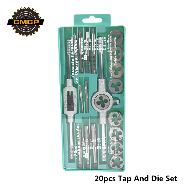 Hand Tools 20pcs High Quality Tap And Die Set Metric Thread Tap And Dies Adjustable Tap Wrench 1/8-1/2 3mm-12mm Screw Tap