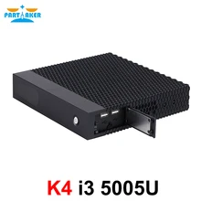 Partaker K4 Mini komputer Intel Core i3 5005U dwurdzeniowy DDR3 mSATA mały komputer z wentylatorem HTPC Windows 10 Linux WiFi VGA HDMI PC