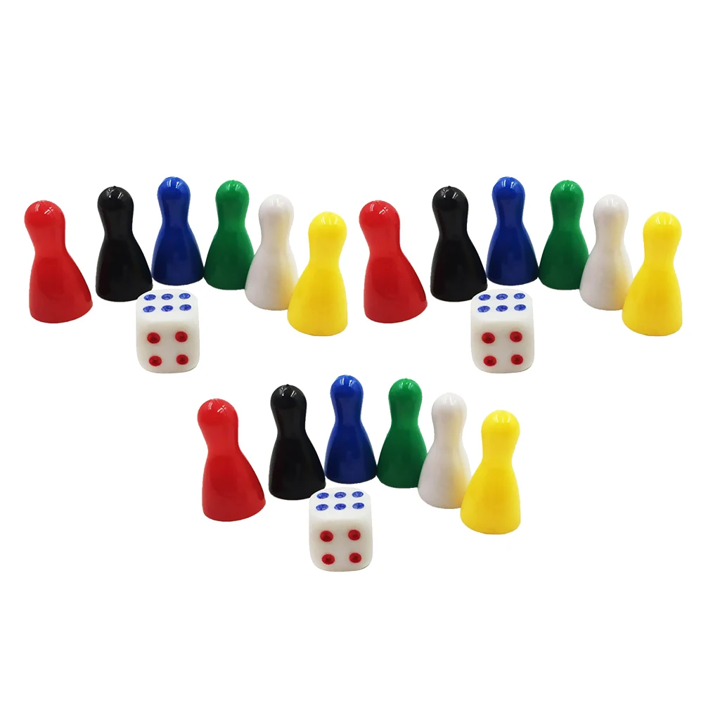 18 Pieces Pawns Pieces Board Games Dice Set, Tabletop Markers Component