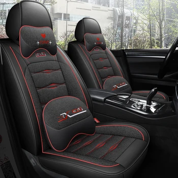 

Full Coverage PU Leather car seat cover flax fiber auto seats covers for nissan almera n16 g15 classic altima juke kicks leaf