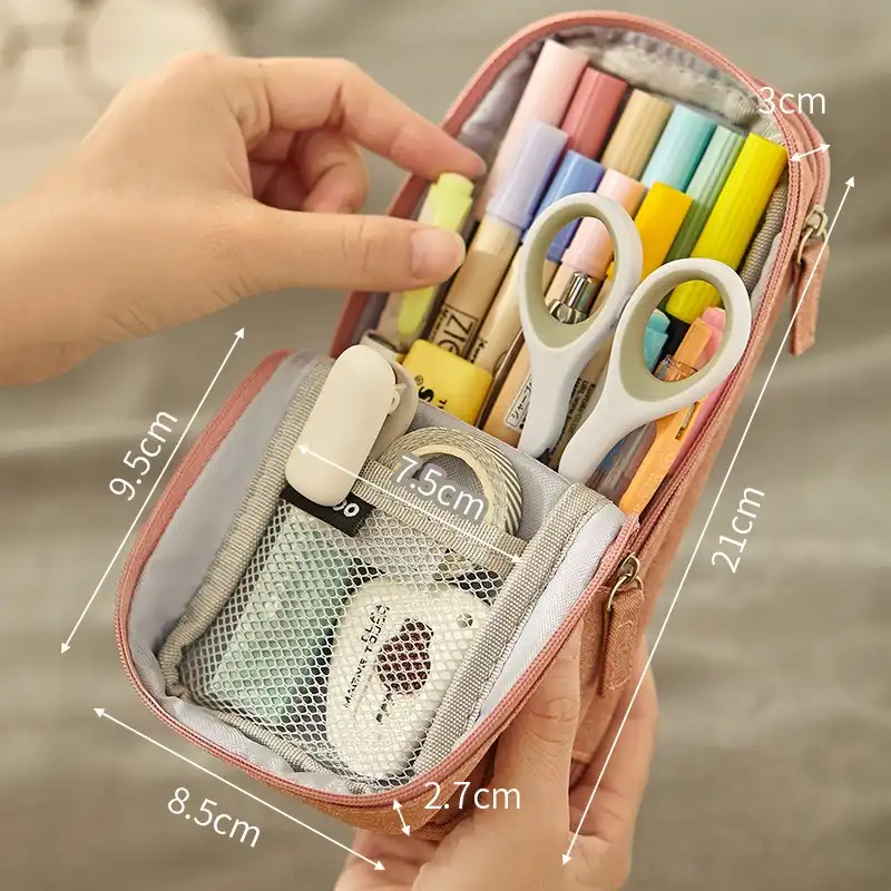Angoo Normcore Pen Bag Pencil Case Two Layer Foldable Stand Fabric Phone Holder Storage Pouch For Stationery Office School A6171 Pencil Bags Aliexpress