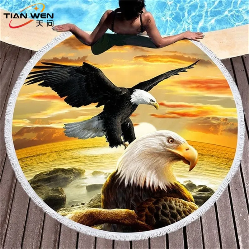 Haliaeetus-Microfiber-Round-Beach-Towel-Indian-Flower-Tassels-Thick-Serviette-Quick-Compressed-Towel-Tapestry-Yoga-Mat