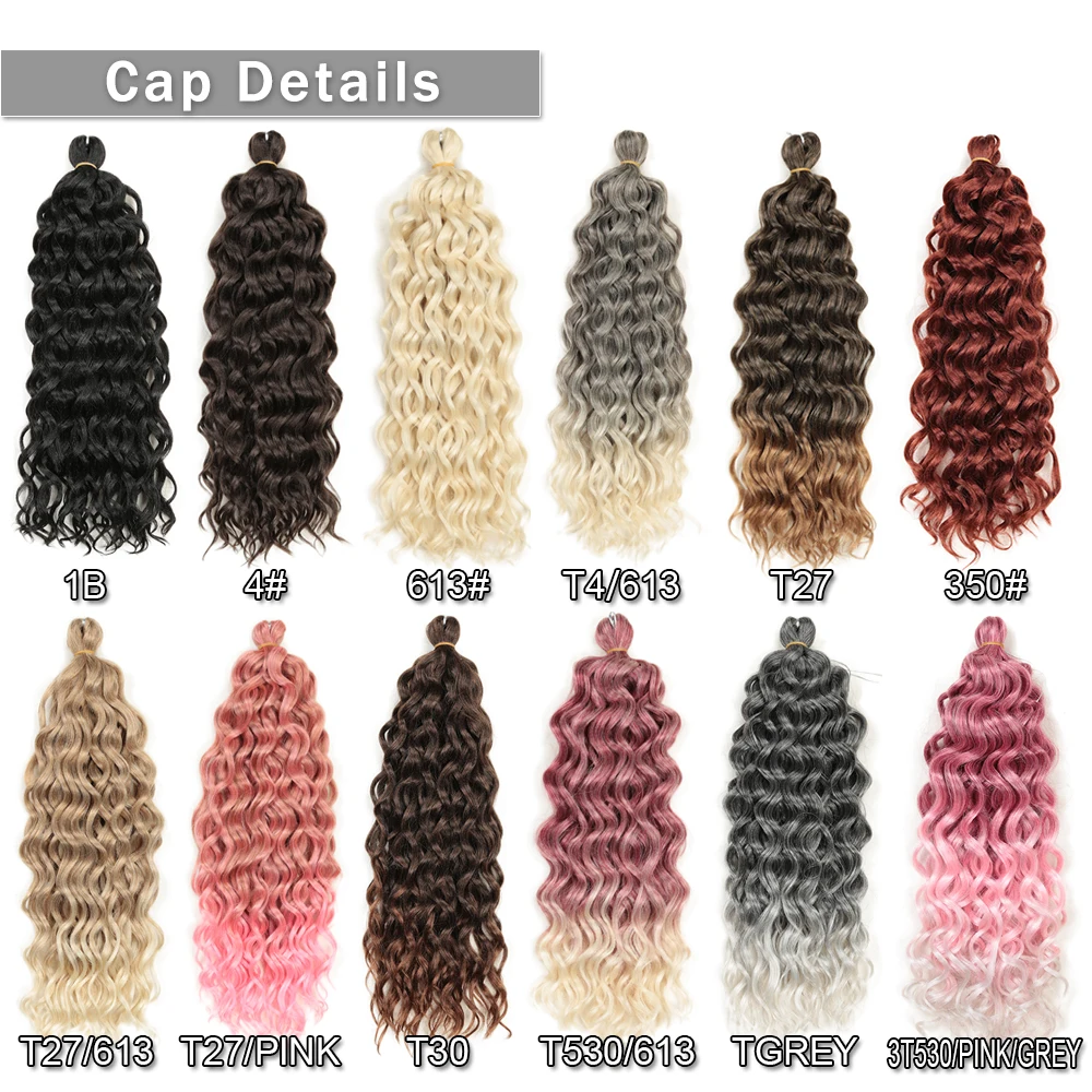 18-24 Inch Ocean Wave Crochet Braid Hair Hawaii Afro Curls Natural Synthetic Braiding Hair Extensions Pink 613 Hair Expo City