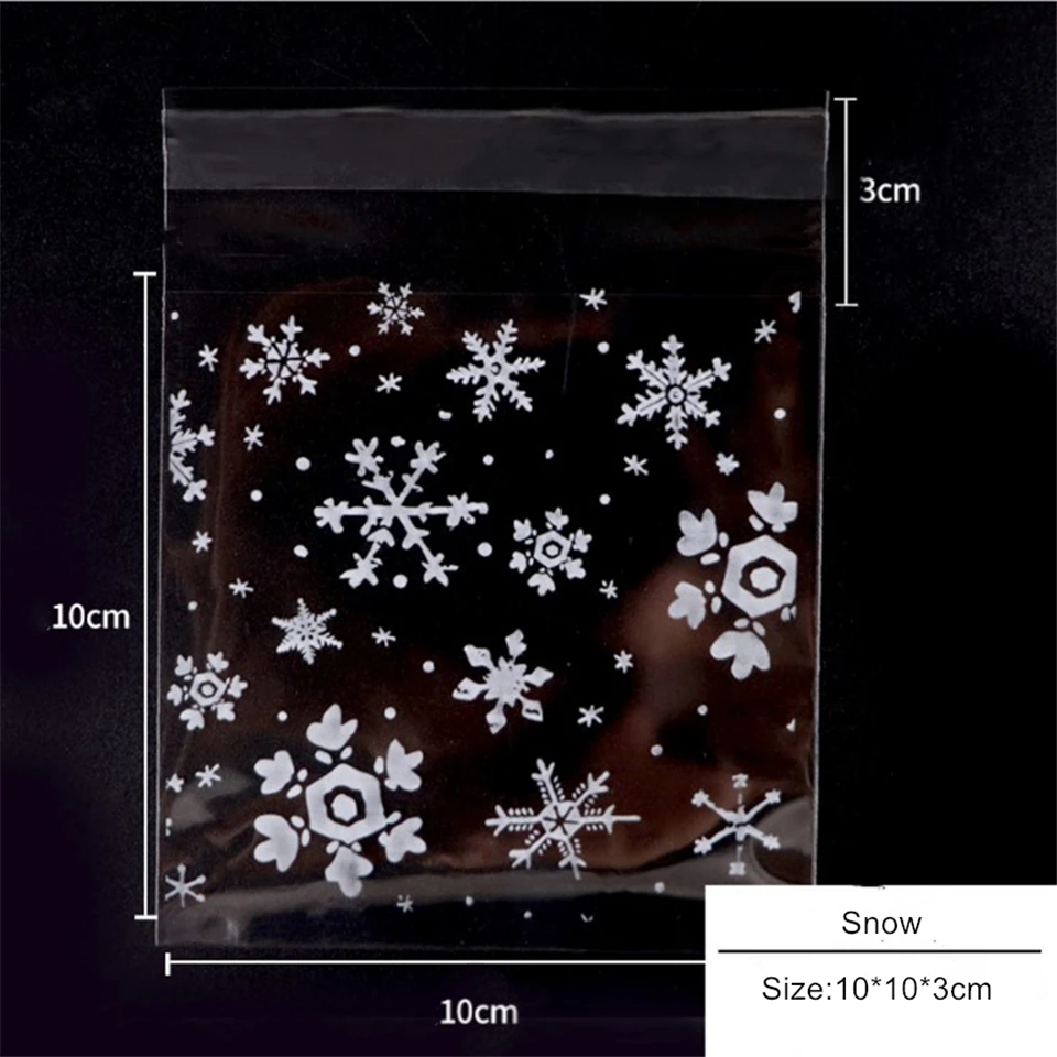 Цельность 100 шт 10*10 Рождество День печенье конфеты упаковка хлеба самоклеющаяся пластиковая подарочная сумка выпечки пакет милая сумка