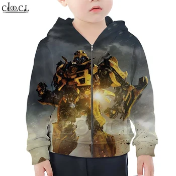 

CLOOCL Anime Superhero Car Bumblebee Zipper Hoodies Boy Girl 3D Print Long Sleeve Zipper Hooded Casual Naughty Baby Family Tops