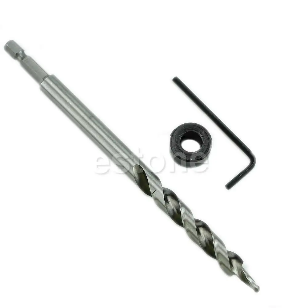 

1/4" Hex Twist Step Drill Bit Set for Kreg Pocket Hole Drill Jig Guide 3/8" New