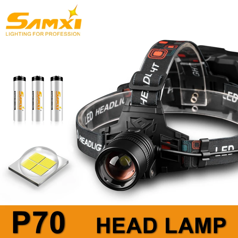 

2020 XHP70.2 Rechargeable LED Headlamp Powerful Head Lamp For Caming Fishing With Head Torch LED Flashlight By 3*18650 battery