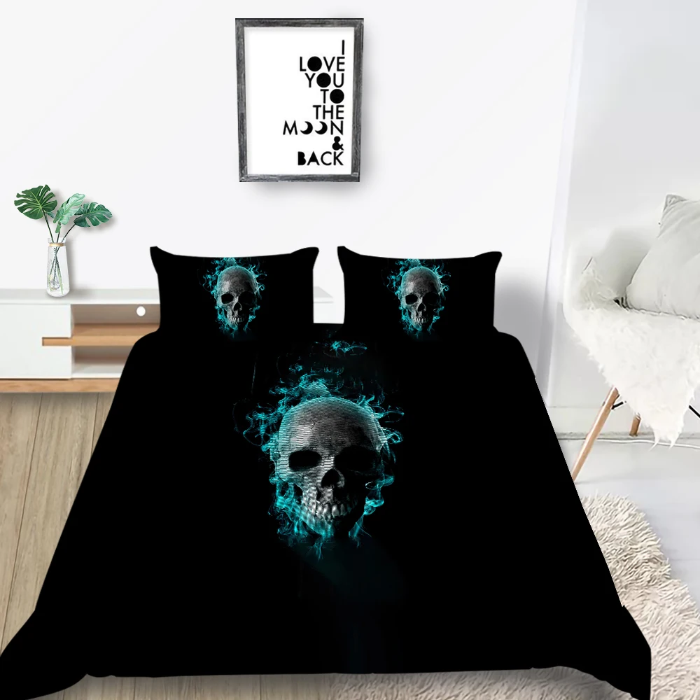 Colorful Skull Bedding Set King Size Fashionable Scary Duvet Cover Flame Queen Twin Full Single Double 1 Colorful Skull Bedding Set King Size Fashionable Scary Duvet Cover Flame Queen Twin Full Single Double 2