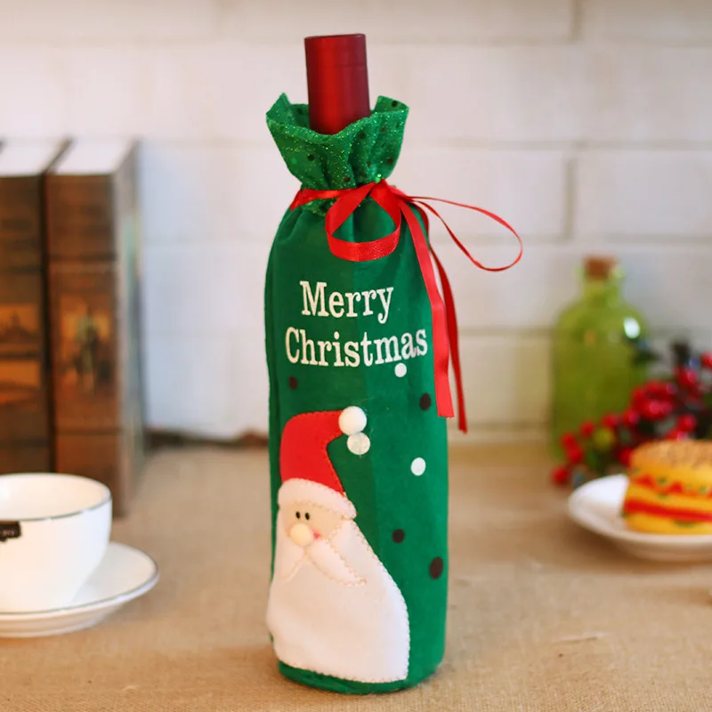 Год Navidad Рождественская винная бутылка пылезащитный чехол рождественские Natal Noel рождественские украшения для домашнего ужина вечерние украшения - Цвет: santa claus Green