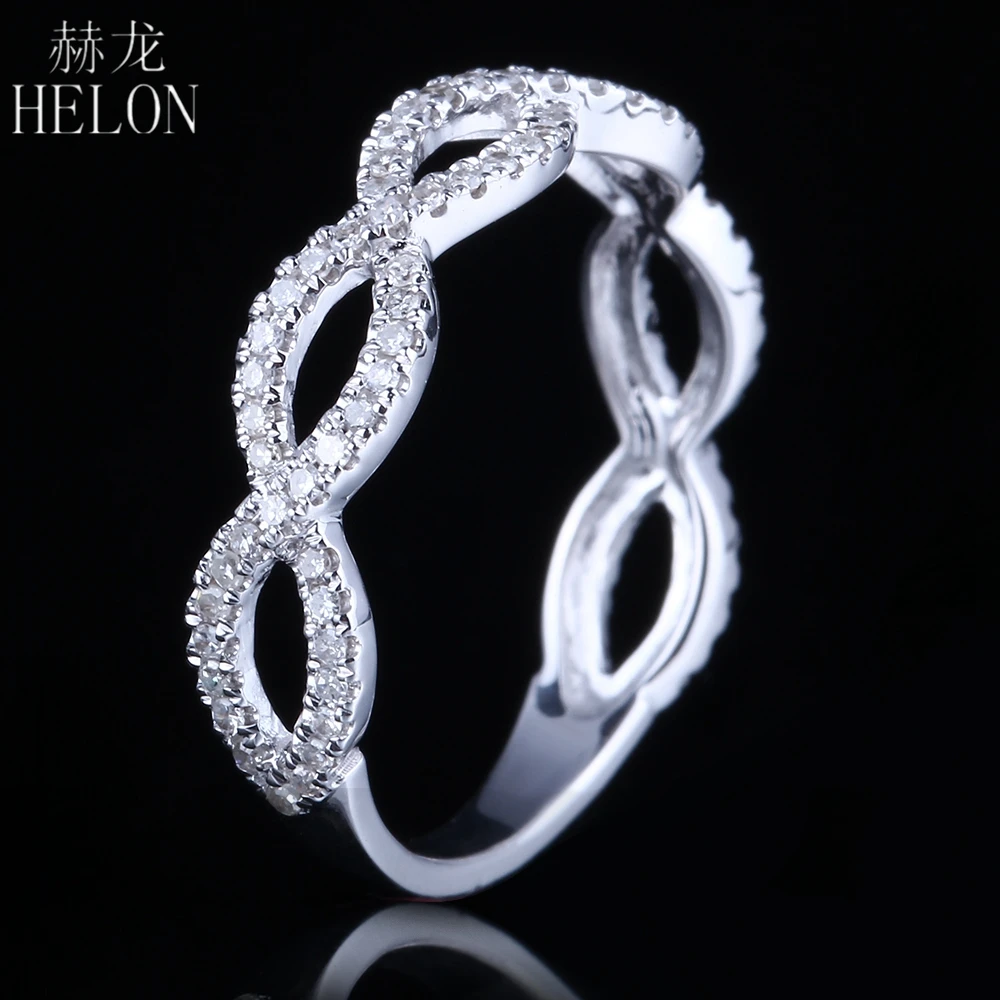 HELON Solid 10 к белое золото проложить 0.33ct подлинные натуральные бриллианты помолвка юбилей для женщин классические ювелирные украшения кольцо подарок