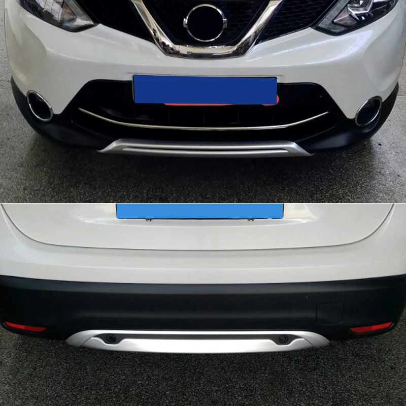 

Silver ABS Front & Rear Skid Plate Bumper Board Cover 2PCS for Nissan Qashqai J11 Car Styling Accessories 2014 2015