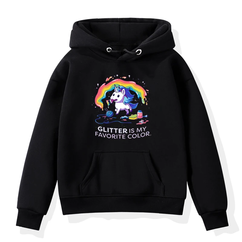Hoodies 4 Милая толстовка с капюшоном для маленьких девочек с принтом единорога; зимняя одежда для мальчиков; Детские свитшоты; модная повседневная спортивная одежда; детские толстовки с капюшоном - Цвет: Hoodies 4