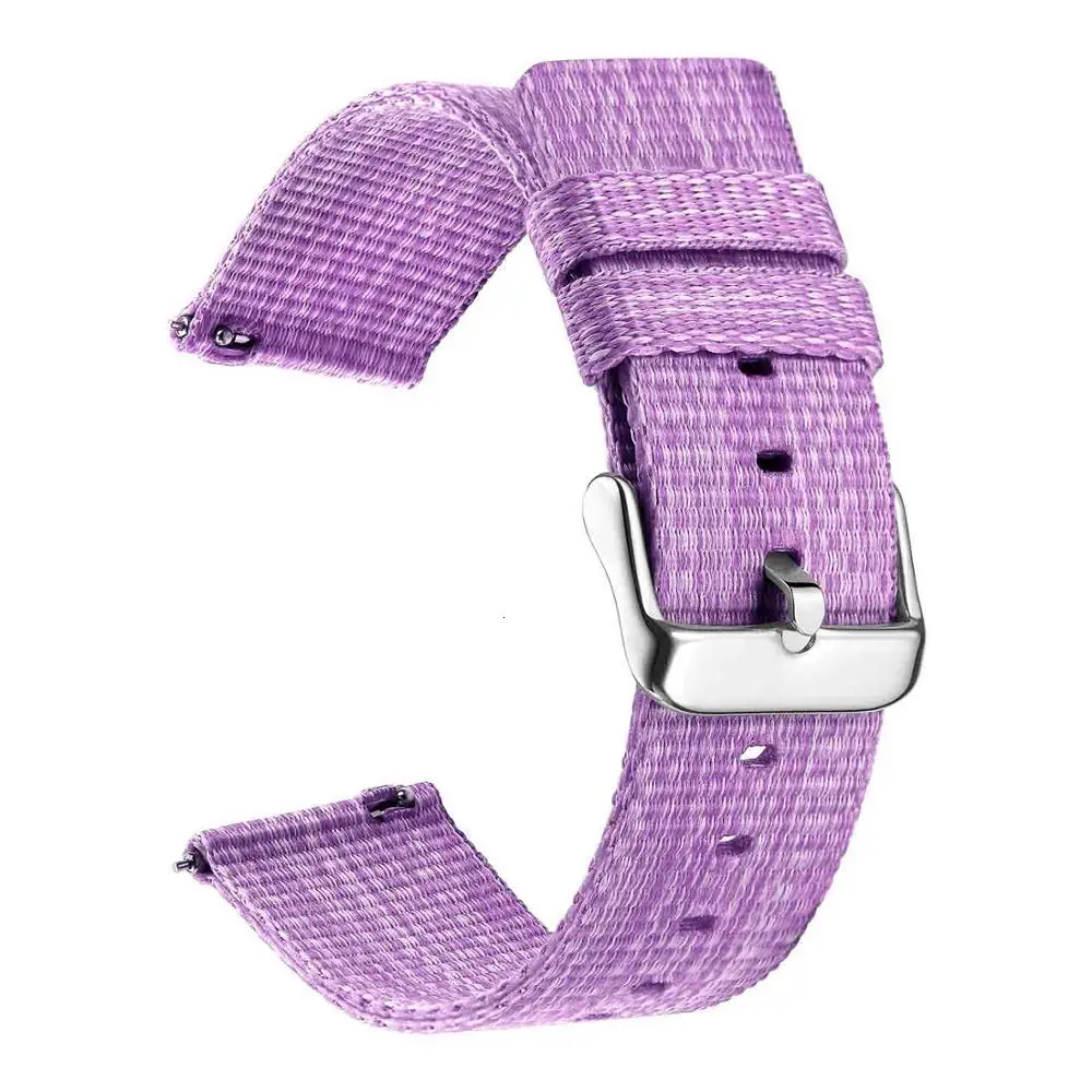 Нейлоновый ремешок для наручных часов samsung Galaxy Шестерни S3 S2 16 мм 18 мм класс мягкий ремешок дышащий сменный ремешок спортивный бесшовный 24 мм/22 мм/20 мм - Цвет ремешка: purple