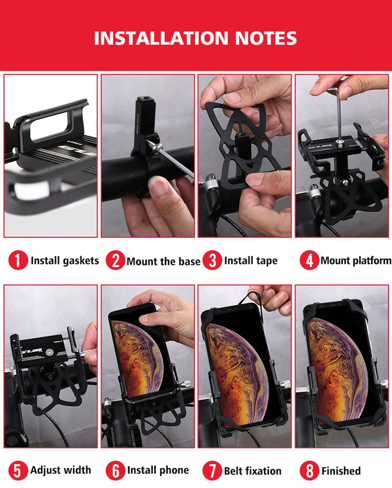 GUB алюминиевый держатель для телефона на велосипед, держатель для телефона на велосипед, противоскользящий держатель для мотоцикла, зажим на руль для телефона от 3," до 7,5"