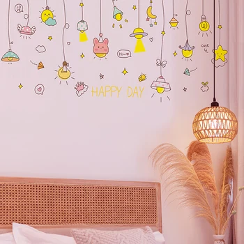 

[SHIJUEHEZI] Cartoon Chandeliers Wall Stickers DIY Light Bulbs Wall Decals for Kids Room Baby Bedroom Home Decoration