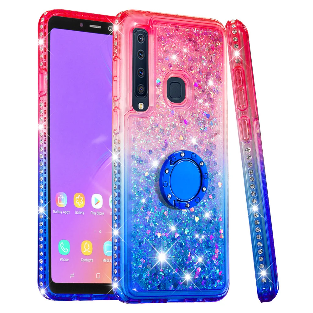Градиентный зыбучий песок Жидкий блеск защитный чехол для Samsung Galaxy A5 A6 A7 A9 Plus A9s A9 Star Pro Lite A750 A520 - Цвет: Pink Blue