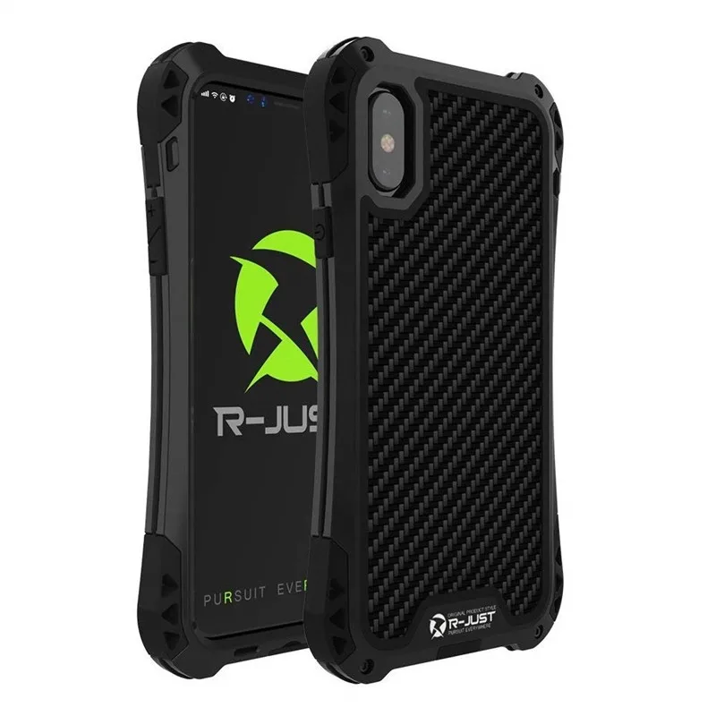 Black R-JUST противоударный Броня чехол для телефона Apple iphone 11 Pro Max X 8 7 6Plus 5 5S Роскошные жесткие чехлы для iphone XS XR XS Max Coque - Цвет: Black
