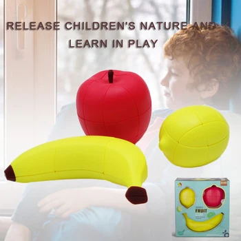 

Creative Cubes Fruit Three-piece Banana Apple Lemon Early Childhood Education Fruit Children gift Educational Toys