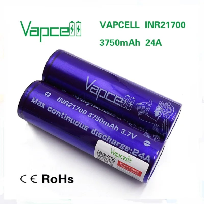 1 доллар купон Vapcell горячая Распродажа 21700 3750 мАч 24A сильная мощность для 21700 мод 3,7 в ячейка такая же как и S35