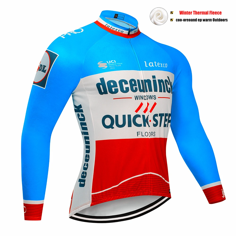 Pic Color Pro Team QUICK STEP Велоспорт Джерси 9D нагрудник набор Бельгийская велосипедная одежда мужская зимняя теплая флисовая велосипедная Одежда для велоспорта - Цвет: Pic Color