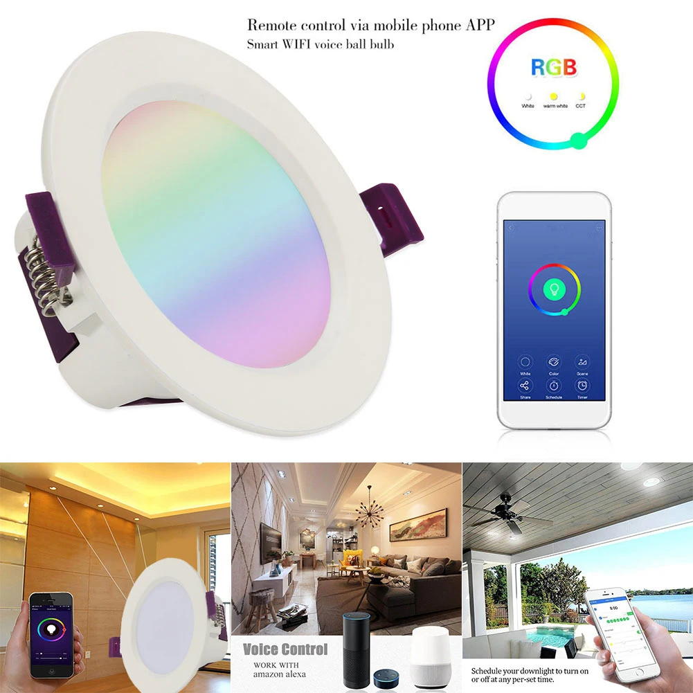 

10 pcs WIFI smart downlight ceiling light voice control APP control Smart Life/Tuya APP Compatible with Alexa and Google Home