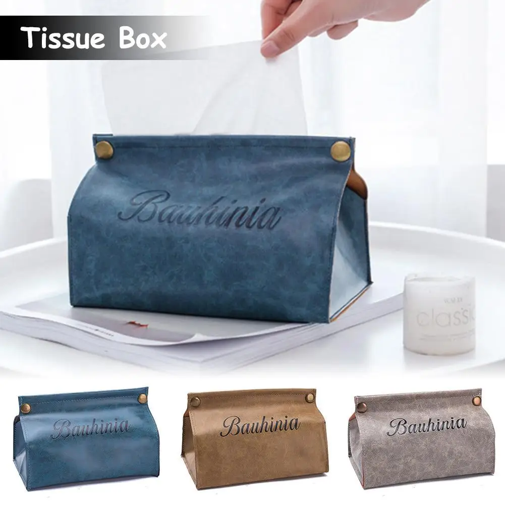 

Retro Tissue Paper Dispenser Nordic Style Leather Tissue Boxes Napkin Dust-proof Removable Tissue Container For Home Desktop