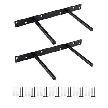 

2 Pcs 12 Inch Black Floating Shelf Bracket Blind Shelf Supports Brackets for Floating Wood Shelves