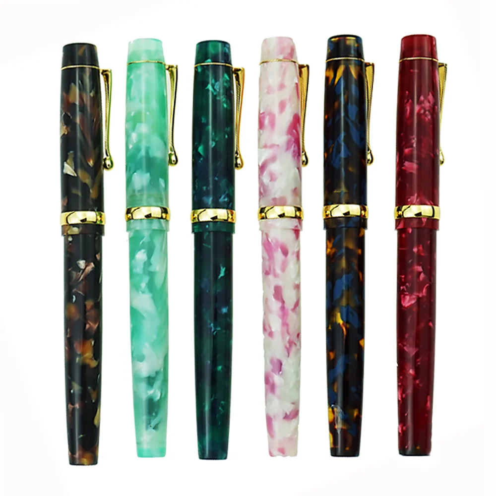 Jinhao Resin Acrylic Fountain Pen Beautiful Ink Pen with Converter EF/F/Bent Nib Business Stationery Office School Writing Gift