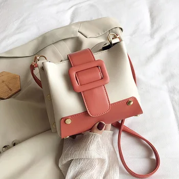 

Mini PU Leather Bucket Bags for Women New Fashion Crossbody Bags Sac A Main Femme Patchwork Shoulder Bag Handbags Women Designer