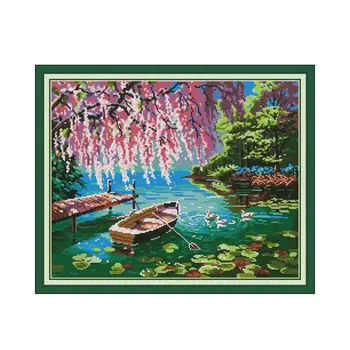 

Autumn in the Creek Cross Stitch Patterns Counted Stamped Canvas 14CT 11CT Chinese Cross Stitch Sets Embroidery Kits Needlework