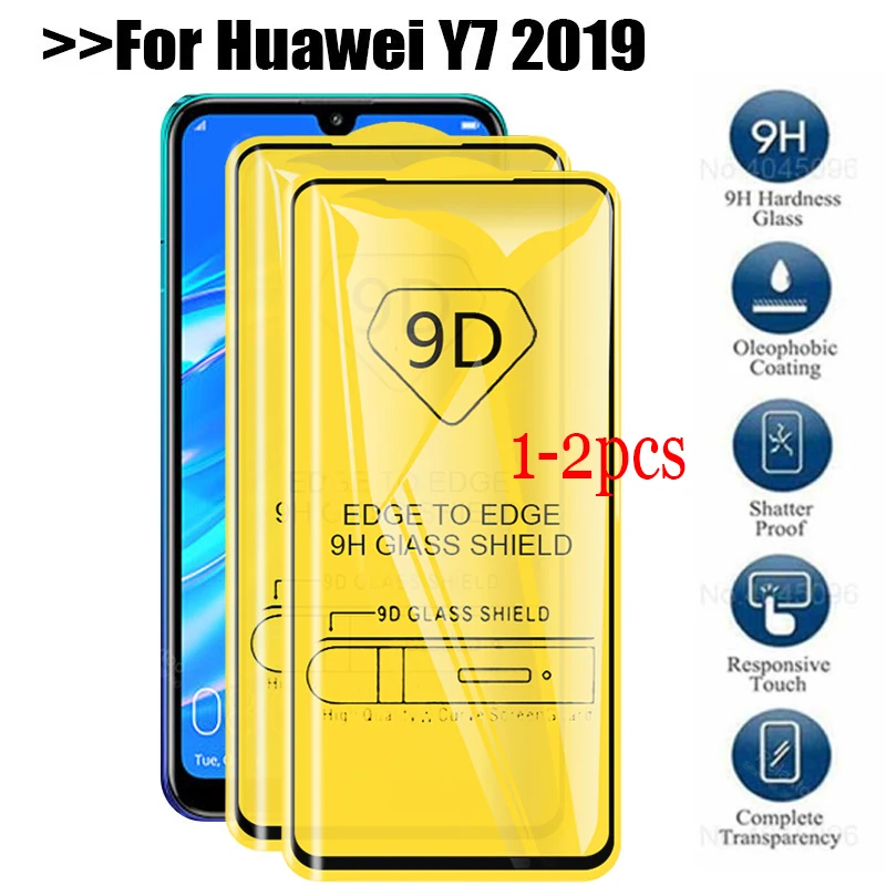 1-2 шт. закаленное стекло для huawei y7 2019 flim hauweii y 7 защитная пленка Защитная