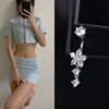 Hypoallergenic 925 Sterling Silver Plum Blossom Flower Navel Piercing Belly Button Rings Romantic Zircon Body Jewelry Women Gift 1