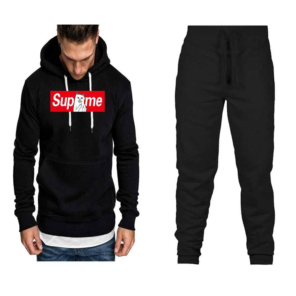 

Fashion Brand Men And Women Mixed Colors Hoodie Spring And Autumn Set plus Velvet Printed Coat Hoodie Sports Set